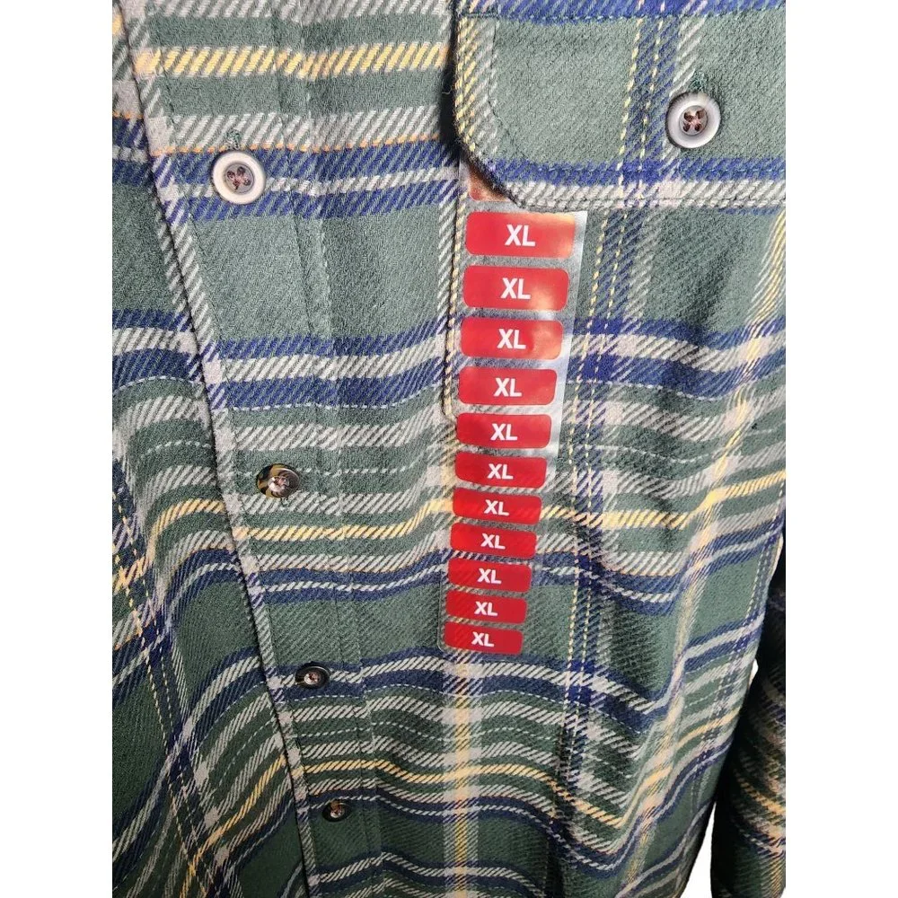 New with tags Woolrich Men's Brawny Flannel Green SZ XL - Picture 3 of 9